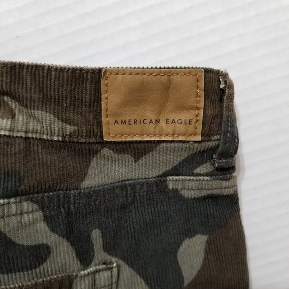 American Eagle pants 22 Mom Jean corduroy camo army print super stretch ribbed - Picture 11 of 14